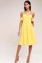 I've Got Love Yellow Off-the-shoulder Midi Dress | Lulus
