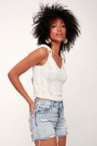 Boogie Down White Knit Cropped Tank Top | Lulus