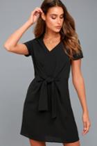 Lulus | Belong To The City Black Knotted Shift Dress | Size Medium