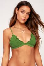 Minkpink Lush Green Smocked Bikini Top | Lulus
