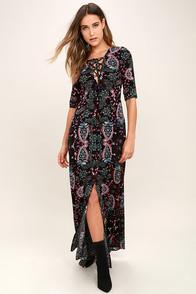Strut & Bolt Standing Room Only Black Floral Print Maxi Dress