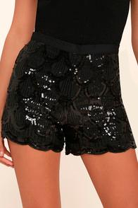 If By Sea New York Lights Black Sequin Shorts