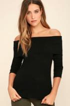 Lulus | That's What Friends Are For Black Off-the-shoulder Sweater | Size X-small