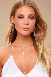 Lulus Running In The Wild Silver Layered Necklace