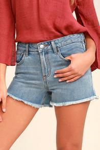 Rvca The Boyfriend Medium Wash Cutoff Denim Shorts