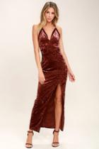 Astr The Label Farrah Rusty Rose Velvet Maxi Dress