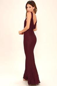 Lulus Magic In The Air Burgundy Lace Maxi Dress