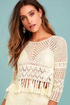 Minkpink Henna Cream Crochet Crop Top