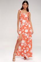 Sage The Label Senora Coral Floral Print Maxi Dress | Lulus