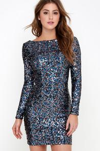 Dress The Population Lola Blue Sequin Dress