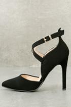 Lulus | Important Invitee Black Suede Heels | Size 5.5 | Vegan Friendly