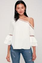 Meet Me In The Middle White Embroidered One-shoulder Top | Lulus