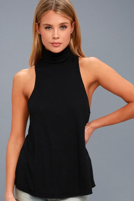 Free People Topanga Black Sleeveless Turtleneck Top | Lulus