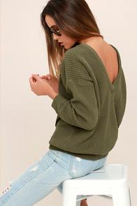 Lulus Island Ferry Olive Green Sweater