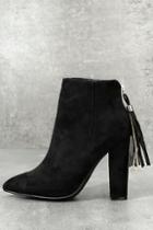 Bamboo Mishka Black Suede Pointed Toe Ankle Booties