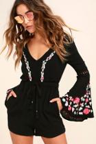 Rahi Cali Rahicali Romance Black Embroidered Romper