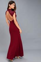 Crazy About You Burgundy Backless Lace Maxi Dress | Lulus