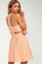 Daisy Date Blush Pink Lace Skater Dress | Lulus