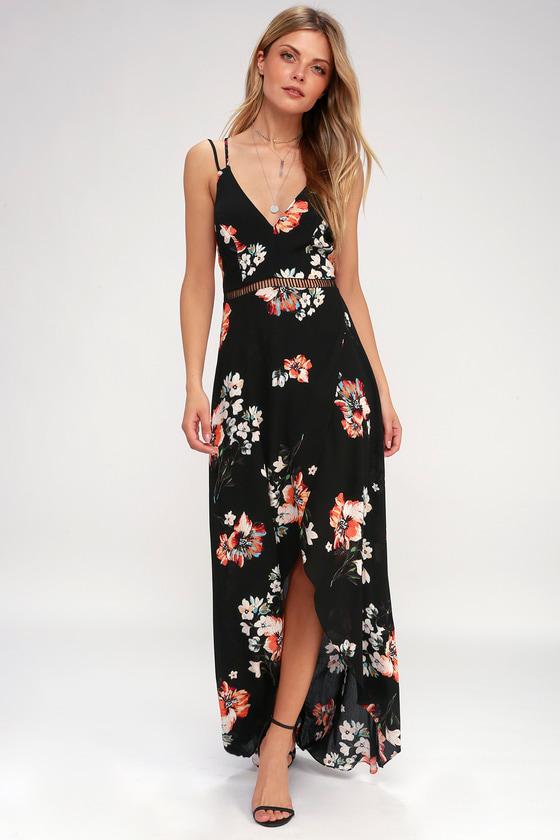 Harbour Island Black Floral Print High-low Maxi Dress | Lulus