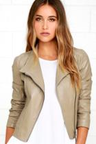Jack By Bb Dakota Feeny Taupe Vegan Leather Moto Jacket