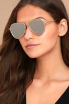 Yhf Los Angeles | Chloe Matte Gold And Silver Mirrored Sunglasses | Lulus
