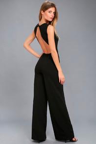 Lulus Refine And Poise Black Backless Wide-leg Jumpsuit