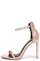 Lulus | Keen Eye Rose Gold Ankle Strap Sandal Heels | Size 6.5 | Vegan Friendly