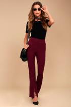 Lulus | Her Life Burgundy High Waisted Trouser Pants | Size Large | Red