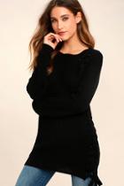Lulus Right Now Black Lace-up Sweater