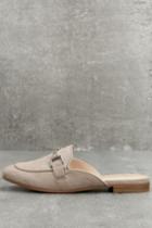 Paprika Eliza Clay Grey Suede Loafer Slides | Lulus