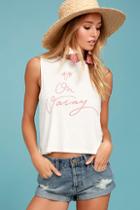 Sage The Label Leave A Message Cream Tank Top