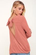 Chic Treat Rusty Rose Backless Sweater Top | Lulus