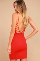 Lulus So Good Coral Red Bodycon Dress