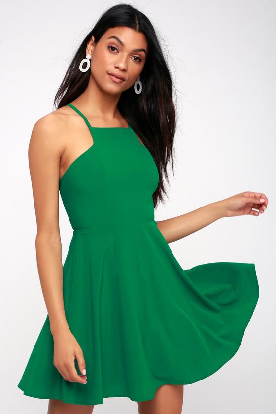 Call To Charms Green Skater Dress | Lulus