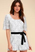 Ali & Jay Tower Bar Black And White Lace Romper | Lulus
