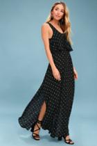 Phaedra Black Print Lace-up Maxi Dress | Lulus