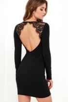 Lulus | Tallest Tower Black Lace Bodycon Dress | Size Medium | 100% Polyester
