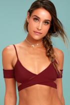 Koa Swim | Lovestruck Burgundy Reversible Bikini Top | Size Small | Red | Lulus