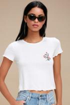 Sadie & Sage Thorn To Be Wild White Embroidered Crop Tee | Lulus