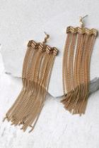 Ettika Fine Lines Gold Fringe Earrings