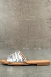 Soda Zola Silver Slide Sandals