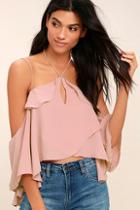 Lulus Surrounded By Beauty Blush Pink Off-the-shoulder Top