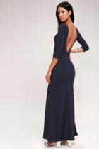 Kymber Navy Blue Backless Maxi Dress | Lulus