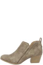Qupid Tanesha Taupe Ankle Booties
