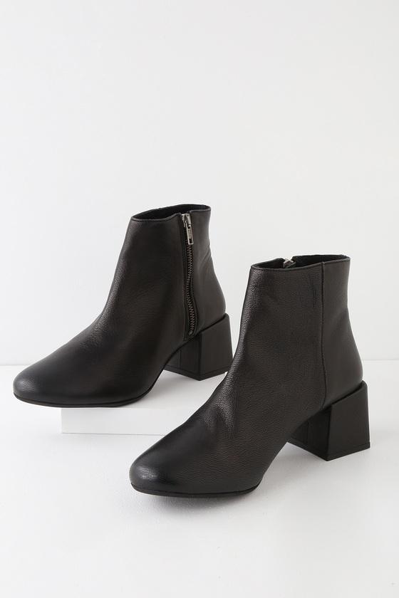 Rebels Jenna Black Leather Block Heel Ankle High Heel Boots | Lulus