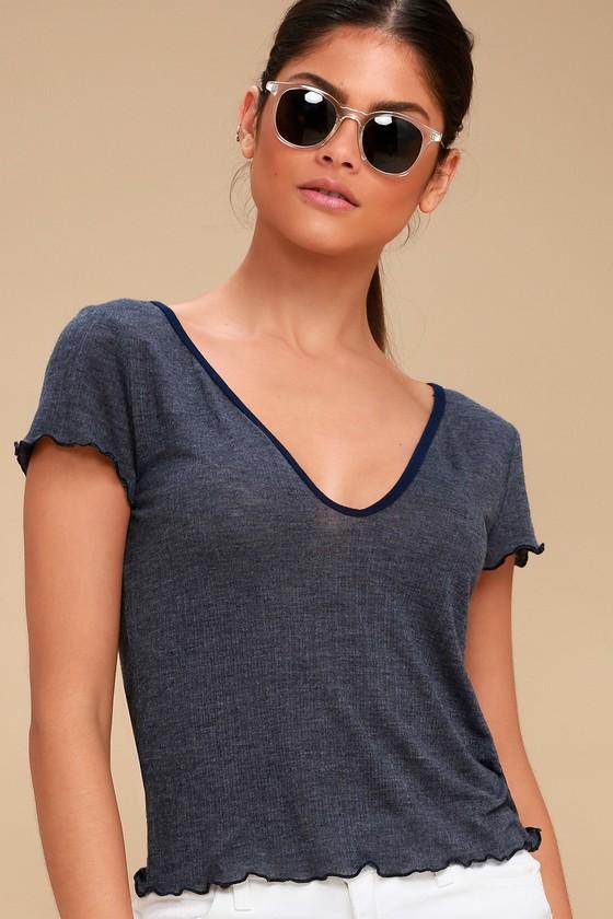 Project Social T Declan Denim Blue Cropped Tee | Lulus