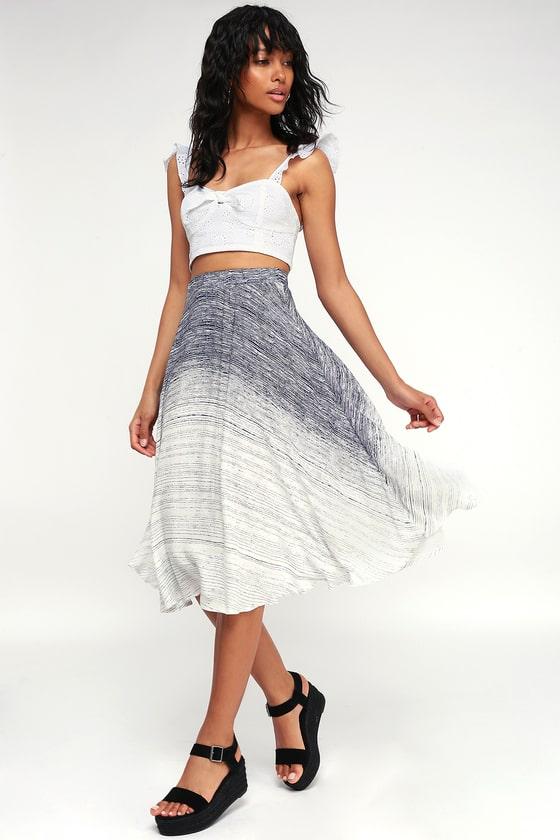 Endless Dream Navy Blue And White Striped Midi Skirt | Lulus