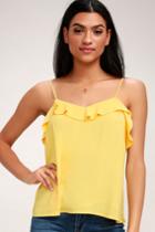 Oceano Yellow Ruffled Tank Top | Lulus
