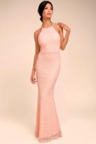 Ephemeral Allure Peach Lace Maxi Dress | Lulus