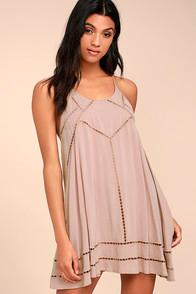 Lulus Sister Moon Mauve Embroidered Swing Dress